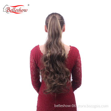 Hot sell kinky curly drawstring ponytail extensions synthetic hair long deep wave ponytail synthetic ponytail